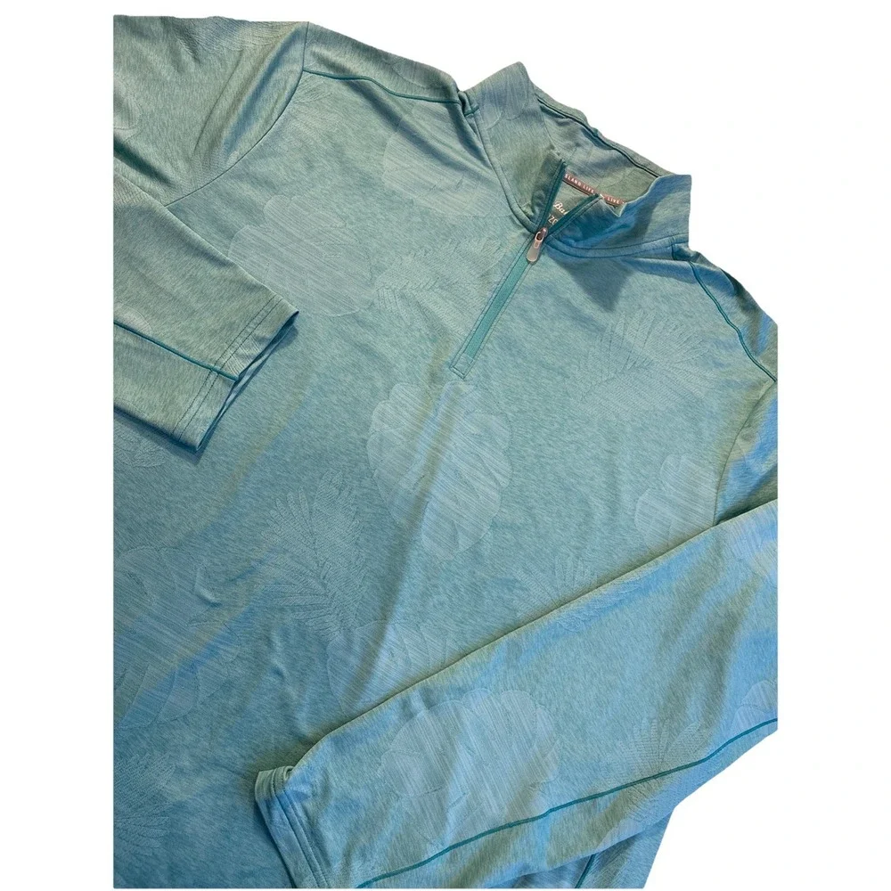 Tommy Bahama Sea Glass Green Island Zone Palm Coast Quarter Zip LightwtMen's XLT